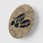 Horloge Ronde Harry Potter | MISCHIEF MANAGED™ Mappage Empreinte (Angle)