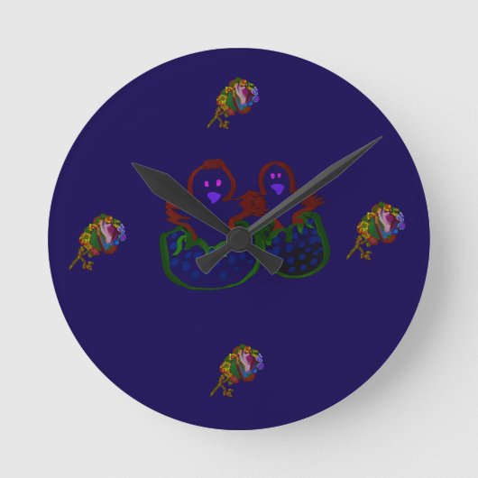 Horloge Ronde Hatchlings with Rainbow Colored Floral (Recto)