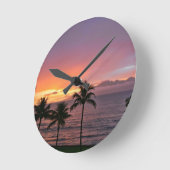 Horloge Ronde Hawaii Tropical Sunset on the Beach (Angle)