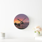 Horloge Ronde Hawaii Tropical Sunset on the Beach (Maison)