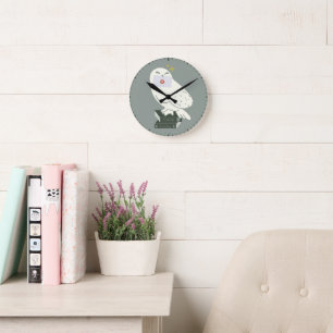 Horloge Ronde Hedwig avec lettre dessin fantaisiste