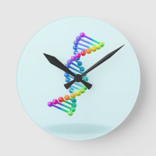Horloge Ronde hélice double ADN 3D sur fond bleu