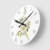 Horloge Ronde Hellebores bleus et blancs (Angle)