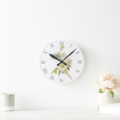 Horloge Ronde Hellebores bleus et blancs (Maison)