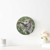Horloge Ronde Herbe verte Clockface 1 de chien mignon (Maison)