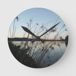 Horloge Ronde Herbes au lac Sunset