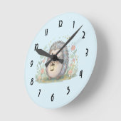 Horloge Ronde Hérisson Mignon avec Lanterne (Angle)