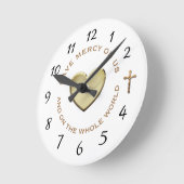 HORLOGE RONDE HEURE DE LA PRIÈRE DIVINE MERCY CRUCIFIX (Angle)