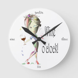 Horloge Ronde Heure de vin ! Vin humoristique indiquant des