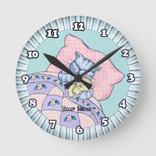 Horloge Ronde Heure du coucher pour chat (Recto)