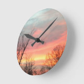 Horloge Ronde Heure du mur du coucher du soleil d'hiver (Angle)