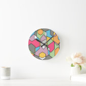 Horloge Ronde Hexagon Bauhaus - Pastels (Maison)