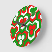 Horloge Ronde Hexagons Fleurs (Angle)