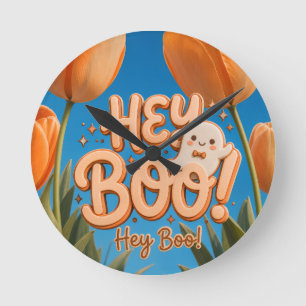 Horloge Ronde Hey Boo ! Halloween