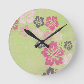 Horloge Ronde Hibiscus vintage