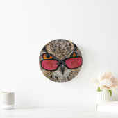 Horloge Ronde hibou mignon avec hilare drôle de lunettes (Maison)
