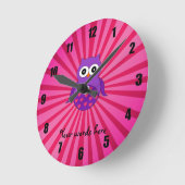 Horloge Ronde Hibou pourpre mignon (Angle)
