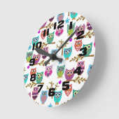 Horloge Ronde hiboux heureux (Angle)