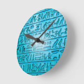 Horloge Ronde Hiéroglyphe Blue Wall Clock (Angle)