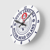 Horloge Ronde Hilton Head Island Lighthouse Retro Sunset (Angle)