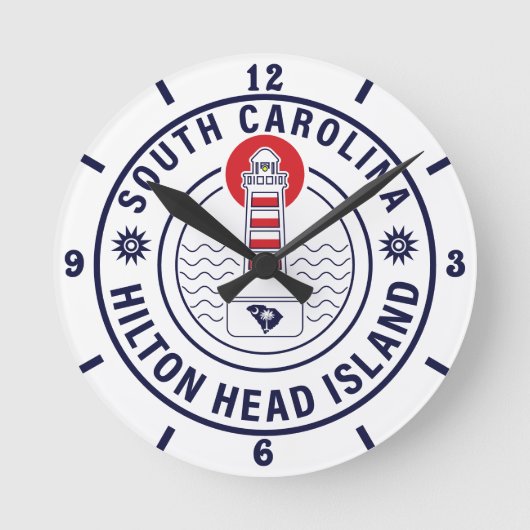 Horloge Ronde Hilton Head Island Lighthouse Retro Sunset (Recto)