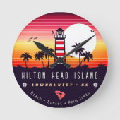 Horloge Ronde Hilton Head phare SC Retro Sunset Souvenirs (Recto)