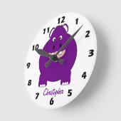 Horloge Ronde Hippopotamus Design Personalised (Angle)