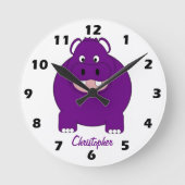 Horloge Ronde Hippopotamus Design Personalised (Recto)