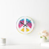 Horloge Ronde Hippy peace sign round clock (Maison)