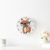 Horloge Ronde Hipster Baby Fox avec lunettes (Maison)