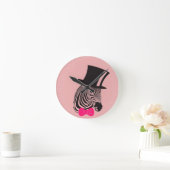 Horloge Ronde Hipster Zebra avec chapeau supérieur et Cravate Bo (Maison)