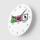 Horloge Ronde Hockey Peace Love (Angle)