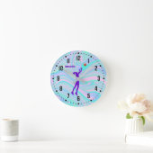 Horloge Ronde Hologramme de basket-ball violet pour filles (Maison)