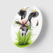 Horloge Ronde Holstein cow en gris (Angle)