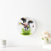 Horloge Ronde Holstein cow en gris (Maison)