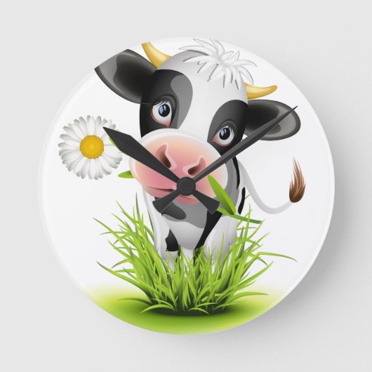 Horloge Ronde Holstein cow en gris (Recto)