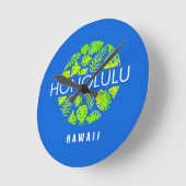 Horloge Ronde Honolulu Hawaii Tropical Custom (Angle)
