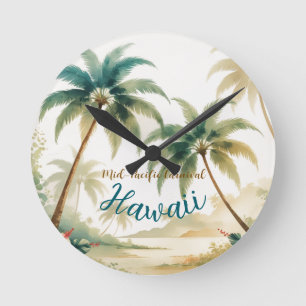 Horloge Ronde Honolulu Voyage Hawaïen de style vintage