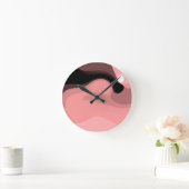 Horloge Ronde Horizon coucher de soleil : rose, noir et blanc Ab (Maison)