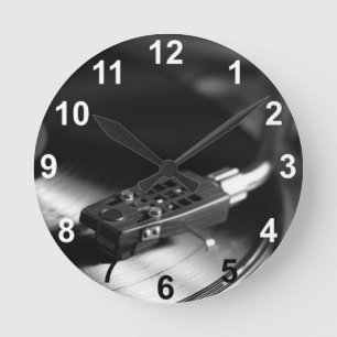 Horloge Ronde Horloge: Vinyl Record sur un Tourne-disque. Thème