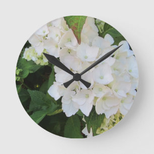 Horloge Ronde Hortensias blancs
