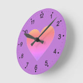 Horloge Ronde Hot Pink love heart (Angle)