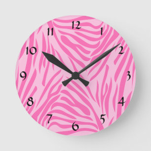 Horloge Ronde Hot Pink Zebra Print