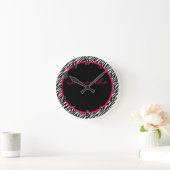 Horloge Ronde Hot Pink Zebra Stripe Pattern Personalized Clock (Maison)