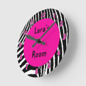 Horloge Ronde Hot Rose Zebra Wall Clock (Angle)