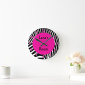 Horloge Ronde Hot Rose Zebra Wall Clock (Maison)
