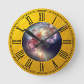 Horloge Ronde Hubble & galaxies des Antennes 2 - Espace / Or  (Recto)