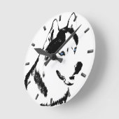 Horloge Ronde Husky Clock Toxits Decor Sled Dog Wall Clock (Angle)