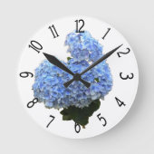 Horloge Ronde Hydrangea Bleu en Forme de Cœur (Recto)