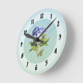 Horloge Ronde Hydrangea Bleue Gracieuse (Angle)